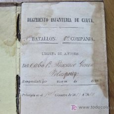 Militaria: LIBRETA DE AJUSTES DEL REGIMIENTO DE INFANTERIA DE CEUTA - 1868