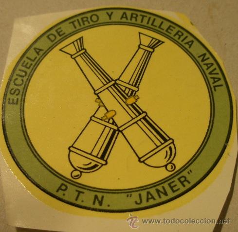 Militaria: Calcoman&iacute;a de unos 8 cms aprox. Escuela de tiro y artiller&iacute;a naval