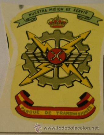Militaria: Calcoman&iacute;a de unos 8 cms aprox. Parque de transmisiones - Foto 1