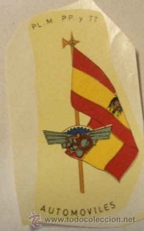 Militaria: Calcoman&iacute;a de unos 8 cms aprox. PL. M. PP y TT Automoviles