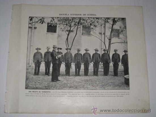 Militaria: ANTIGUAS AUTOTIPIA (LAMINA)  TOPOGRAFOS, ESCUELA SUPERIOR DEL EJERCITO - FINALES DEL SIGLO XIX PRINC