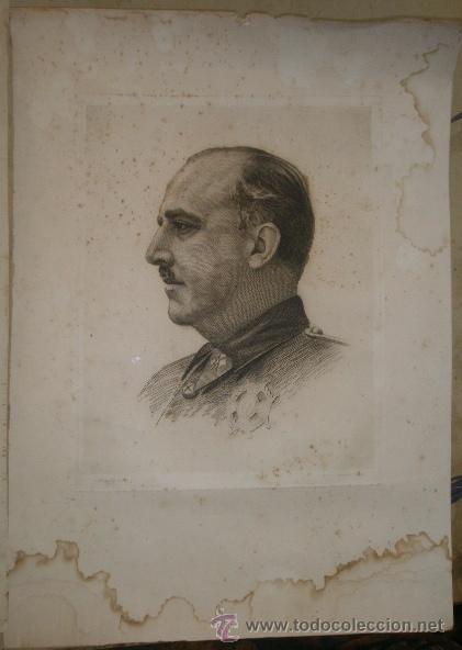 Military Antiques: L&aacute;mina de Franco de 63 x 45 cms