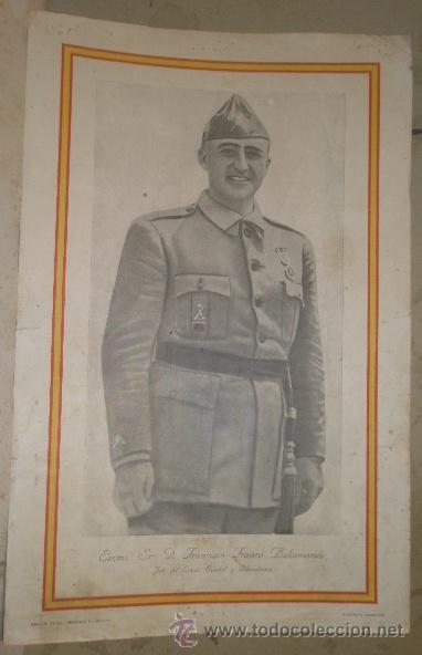Militaria: L&aacute;mina de Franco de 49,5 x 32 cms