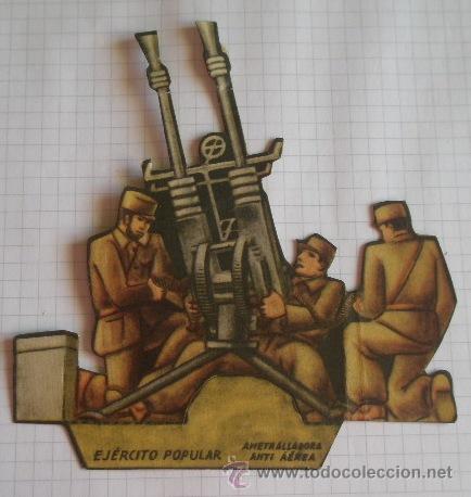 Militaria: Soldados del Ej&eacute;rcito Popular en cart&oacute;n, Ametralladora antia&eacute;rea