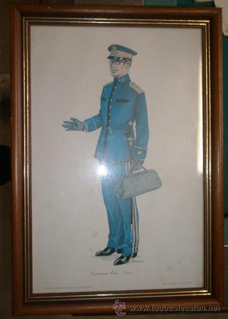 Militaria: L&aacute;mina enmarcada de 38 x 26 cms, Comandante M&eacute;dico-Diario