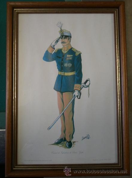Militaria: L&aacute;mina enmarcada de 38 x 26 cms, Coronel de Infanter&iacute;a de l&iacute;nea-Gala