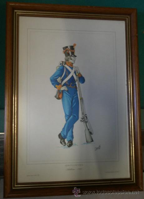 Military Antiques: L&aacute;mina enmarcada de 36 x 26 cms, Artiller&iacute;a, 1810