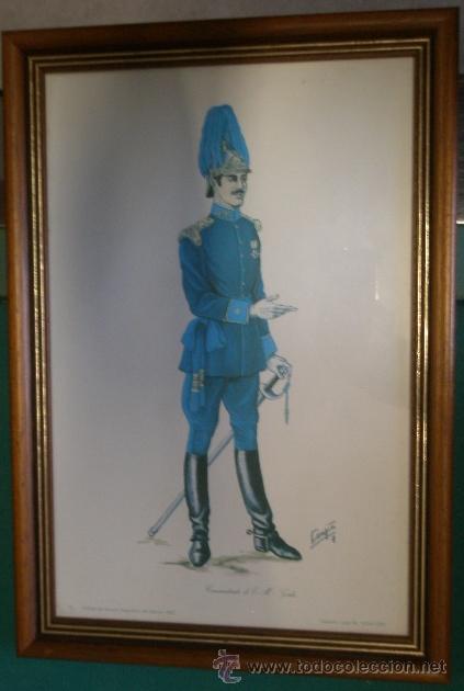 Militaria: L&aacute;mina enmarcada de 38 x 26 cms, Comandante de EM-Gala