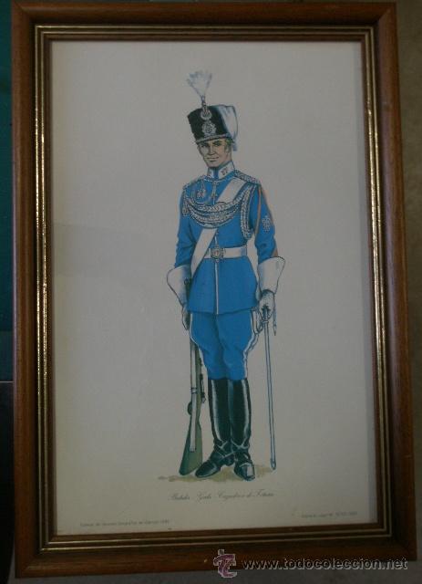 Militaria: L&aacute;mina enmarcada de 38 x 26 cms, Batidor-Cazadores de Tetu&aacute;n