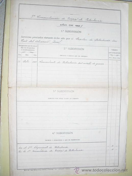 Militaria: 1927 HOJA ANUAL DE SERVICIOS DE COMANDANTE ASCENDIDO POR MERITOS DE GUERRA