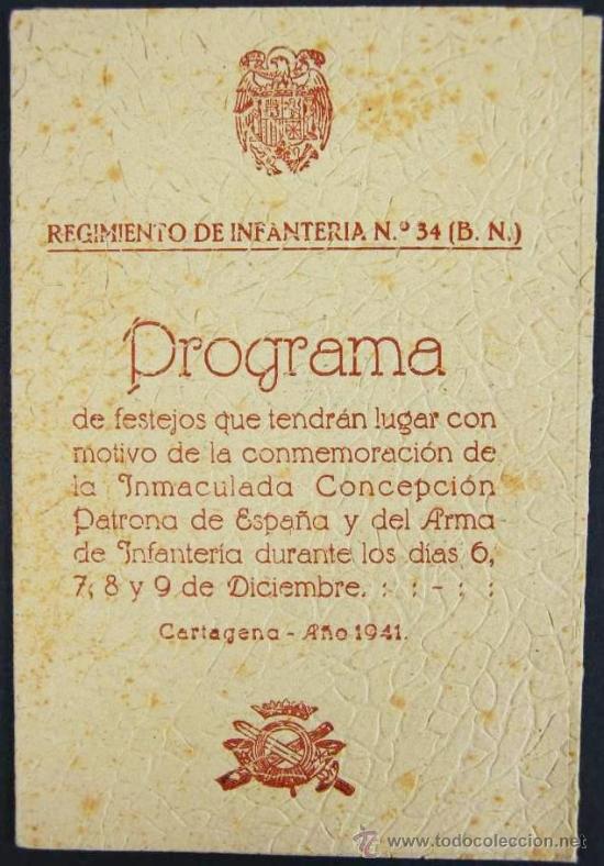Militaria: Tr&iacute;ptico de Festejos del Reg. de Infanter&iacute;a n&ordm; 34