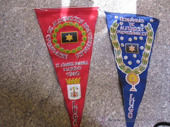 Militaria: LUGO - HERMANDAD DE ALFERECES PROVISIONALES - 2 BANDERINES II ASAMBLEA 1960-PERFECTOS. CORREO 1,75&euro;.