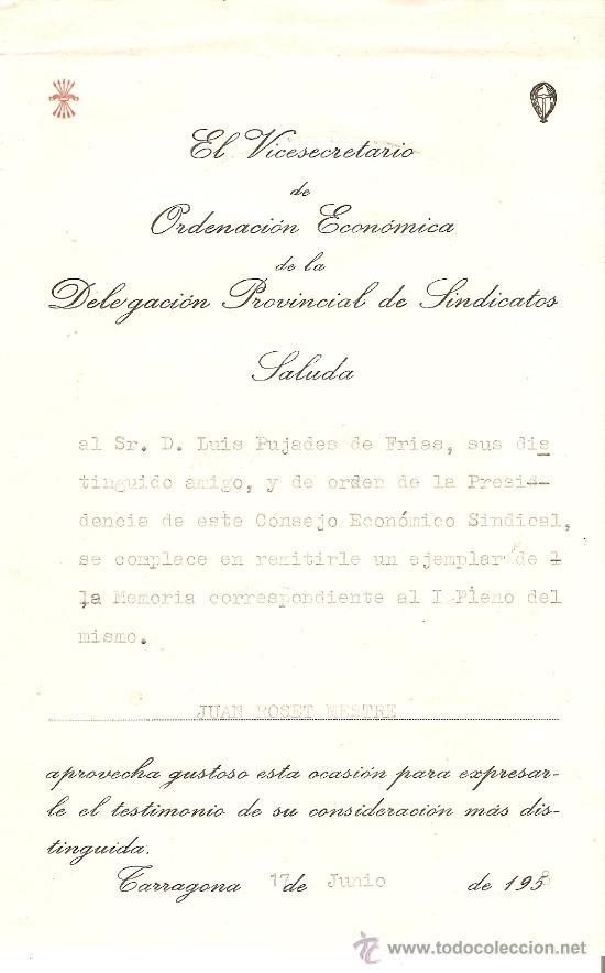Militaria: documento - el vicesecretario de ordenaci&oacute;n econ&oacute;mica de la delegaci&oacute;n provincial de sindicatos