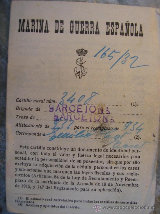 Militaria: CARTILLA MILITAR  NAVAL EJERCITO MARINA DE GUERRA ESPA&Ntilde;OLA BRIGADA DE BARCELONA 1932 C-21