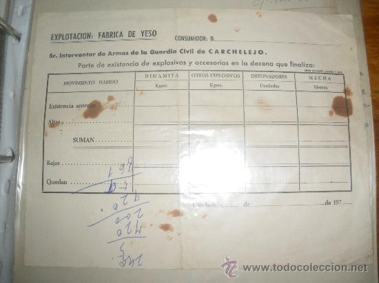 Militaria: PARTE DE EXISTENCIA DE EXPLOSIVOS EN EXPLOTACION DE YESOS, POR LA GUARDIA CIVIL. A&Ntilde;OS 70.