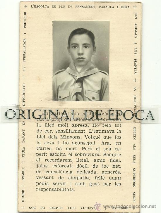 Militaria: (XJ-182)RECUERDO DE FALLECIMIENTO DE MIENBRO Boy-Scout , Exploradores de Espa&ntilde;a