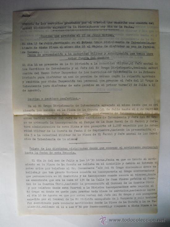 Military Antiques: GUERRA CIVIL JULIO-AGOSTO 1936  MEMORIA DE LA ACTUACION DE UN OFICIAL