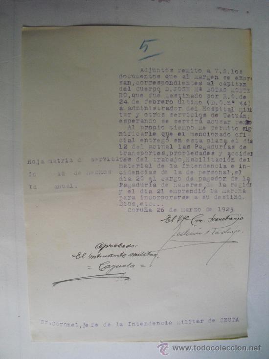 Military Antiques: 1923 GUERRA DE MARRUECOS   DESTINO DE CAPITAN A TETUAN