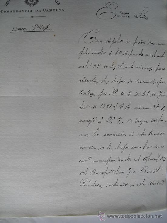 Military Antiques: 1914 MELILLA   GUERRA DE MARRUECOS  ESCRITO DE LA COMANDANCIA DE CAMPA&Ntilde;A