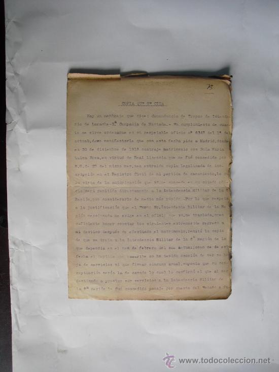 Military Antiques: 1919 GUERRA DE MARRUECOS COMANDANCIA DE TROPAS DE LARACHE COPIA CERTIFICADA DE ESCRITO