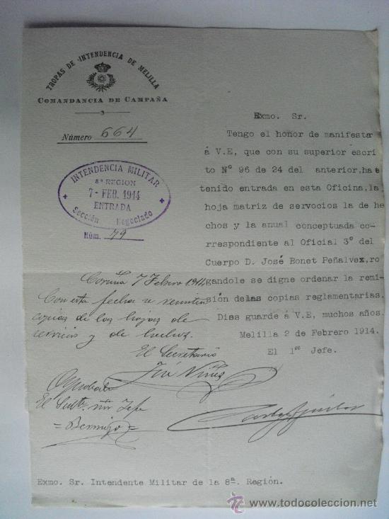 Military Antiques: 1914 COMANDANCIA DE CAMPA&Ntilde;A DE MELILLA     GUERRA DE MARRUECOS