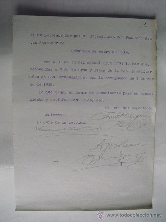 Military Antiques: 1919 ESCRITO DE CONCESION DE CRUZ Y PLACA DE LA  REAL Y MILITAR ORDEN DE SAN HERMENEGILDO