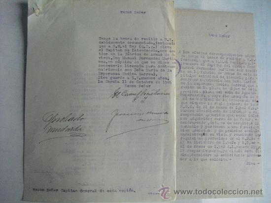 Militaria: 1926 SOLICITUD AL REY DE LICENCIA PARA CONTRAER MATRIMONIO E INFORMACION RESERVADA SOBRE LA MUJER
