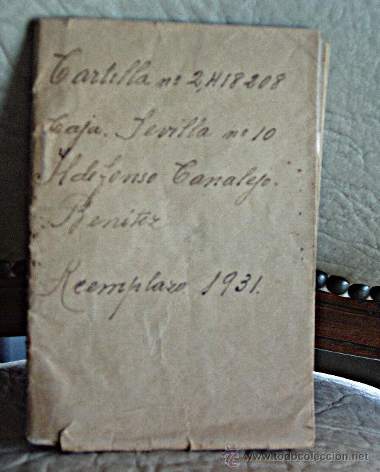 Militaria: CARTILLA MILITAR /// REMPLAZO 1931 /// SEGUNDA REPUBLICA /// GUERRA CIVIL ///