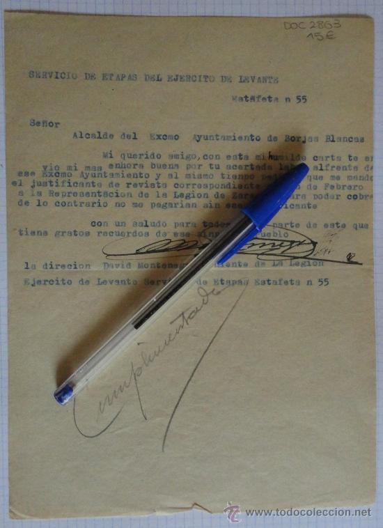 Militaria: Documento tama&ntilde;o cuartilla del Servicio de Etapas del Ej&eacute;rcito de Levante. Sin fecha. - Foto 1