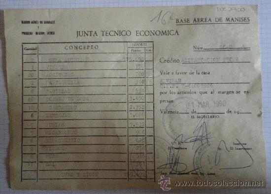 Militaria: Documento de la Base a&eacute;rea de Manises. 1990. - Foto 1