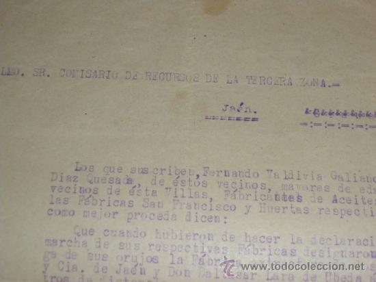 Militaria: ESCRITO DIRIJIDO AL COMISARIO DE RECURSOS DE LA TERCERA ZONA. 1943.