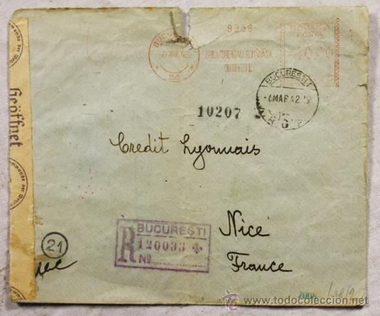 Militaria: Sobre con sellos de censura, fechado en 1942, original alem&aacute;n 2 GM