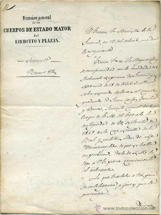 Militaria: ESTADO MAYOR DEL EJ&Eacute;RCITO Y PLAZAS (1854) - Foto 1