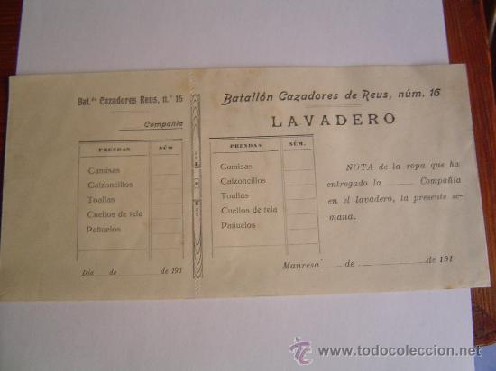 Militaria: Muy interesante recibo Batall&oacute;n Cazadores Reus n&ordm; 16