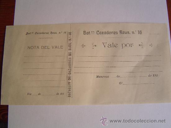 Militaria: Muy interesante recibo Batall&oacute;n Cazadores Reus n&ordm; 16