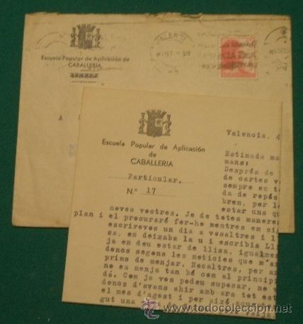 Militaria: Carta de un soldado a Barcelona desde Valencia. 4 de septiembre de 1938.