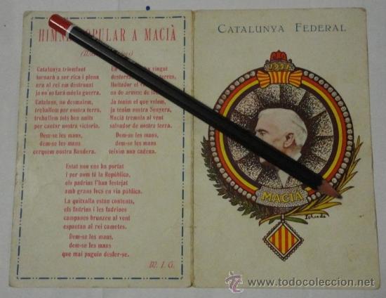 Militaria: Homentage a Maci&agrave;. Tarjet&oacute;n, 14 de abril de 1931.