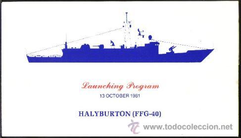 Military Antiques: USA BOTADURA FRAGATA LANZAMISILES USS HALYBURTON