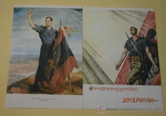 Militaria: Lote de 2 tarjetones de falange de 15,5 x 11 cm