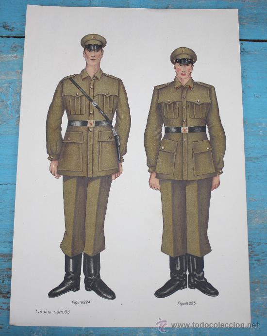 Militaria: ANTIGUA LAMINA MILITAR N&ordm; 63 DEL EJERCITO ESPA&Ntilde;OL - POSIBLEMENTE DEL LIBRO UNIFORMIDAD MILITAR