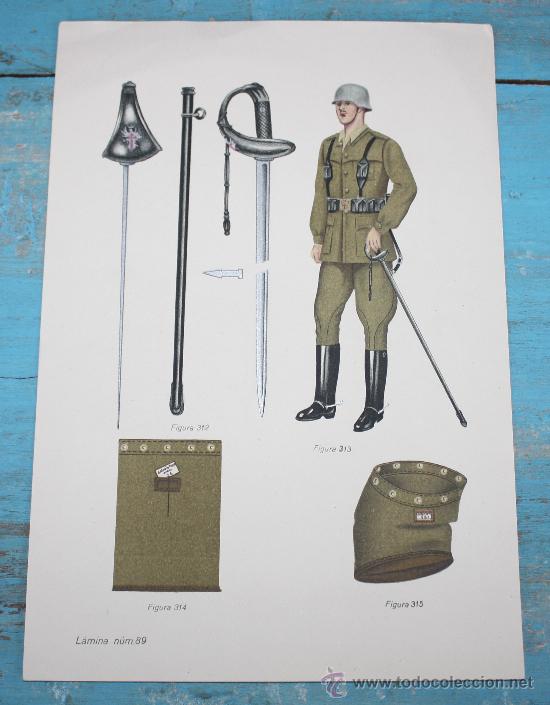Militaria: ANTIGUA LAMINA MILITAR N&ordm; 89 DEL EJERCITO ESPA&Ntilde;OL - POSIBLEMENTE DEL LIBRO UNIFORMIDAD MIL
