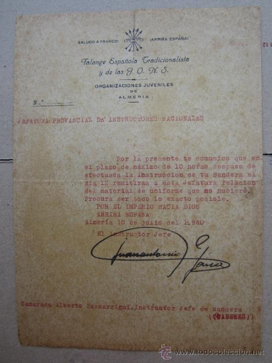 Military Antiques: organizaciones juveniles almeria , falange espa&ntilde;ola ,1940 jefatura provincial instrucciones naciona