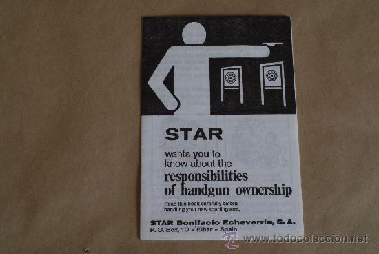 Militaria: Manual de seguridad para armas de fuego Star. En ingl&eacute;s.
