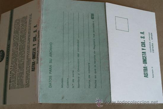 Militaria: Garant&iacute;a de Pistola Astra.