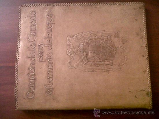 Military Antiques: CLASIFICADOR ARCHIVADOR COMISI&Oacute;N DE LA ARMADA PARA SALVAMENTO DE BUQUES-UNA GRANDE LIBRE-DE CUERO