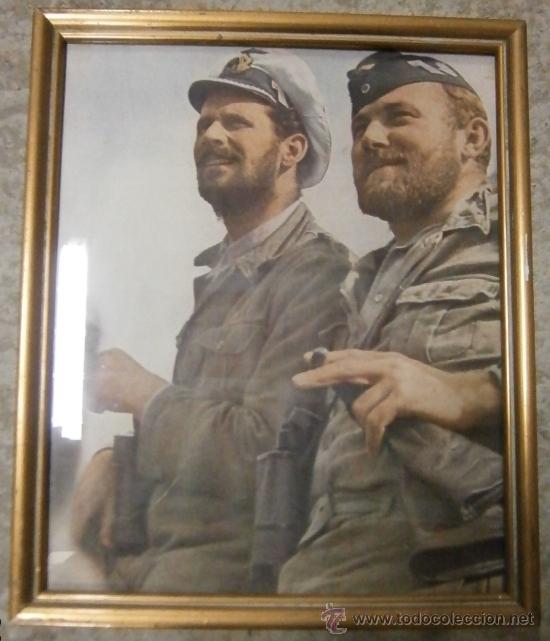 Militaria: L&aacute;mina enmarcada, mide 35x29 cms