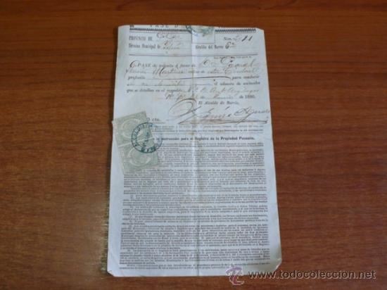 Militaria: PASE DE TRANSITO PARA UN MILITAR Y SU CABALLO. SELLO DE CUBA 1895. PUERTO PRINCIPE (CAMAG&Uuml;EY).
