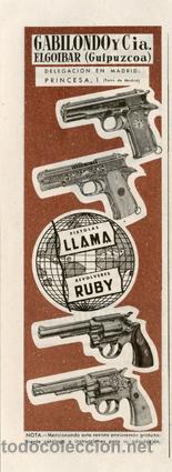 Militaria: P&aacute;gina Publicidad Original *GABILONDO y CIA. Elg&oacute;ibar (Guip&uacute;zcoa) - LLAMA y RUBY* -- A&ntilde;o 1961