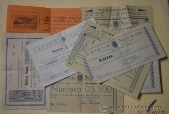 Militaria: Lote de 9 participaciones de loter&iacute;a nacional del 1951 al 1988