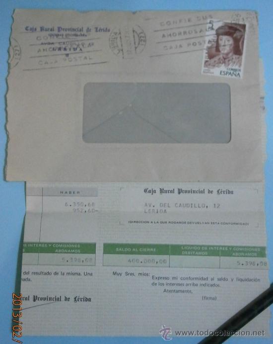 Military Antiques: Sobre y recibo &rdquo;Avnd. del caudillo, L&eacute;rida&rdquo;